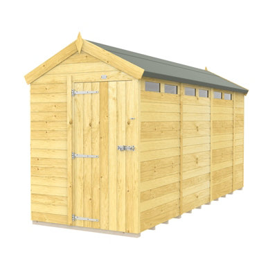 Buttercup Farm 5 X 14 Feet Apex Security Shed - Single Door - Wood - L417 X W147 X H217 Cm-27778
