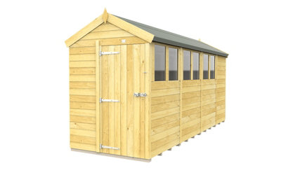 Buttercup Farm 5 X 15 Feet Apex Shed - Single Door With Windows - Wood - L454 X W147 X H217 Cm-27780