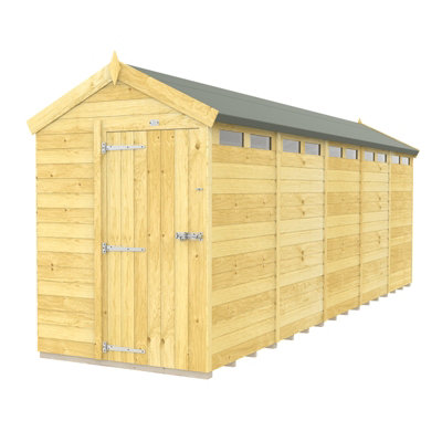 Buttercup Farm 5 X 20 Feet Apex Security ShedSingle DoorWoodL592 X W147 X H217 Cm from B&Q