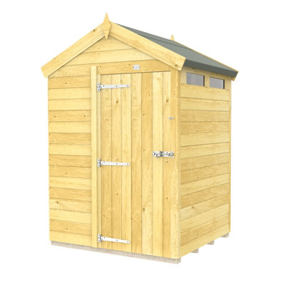 Buttercup Farm 5 X 4 Feet Apex Security ShedSingle DoorWoodL127 X W147 X H217 Cm from B&Q