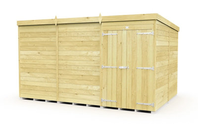 Buttercup Farm 12 X 8 Feet Pent ShedDouble Door Without WindowsWoodL231 X W358 X H201 Cm from B&Q
