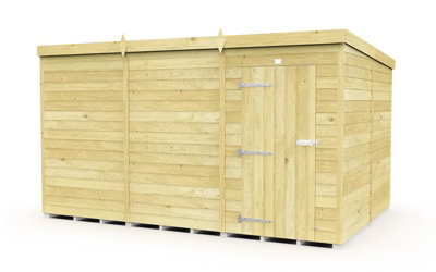 Buttercup Farm 12 X 8 Feet Pent ShedSingle Door Without WindowsWoodL231 X W358 X H201 Cm from B&Q