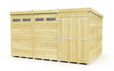 Buttercup Farm 12 X 8 Feet Pent Security ShedDouble DoorWoodL231 X W358 X H201 Cm from B&Q