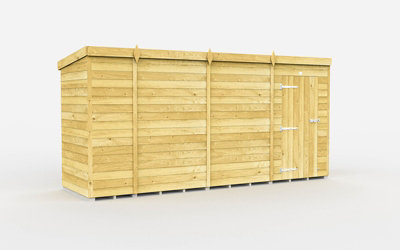 Buttercup Farm 13 X 4 Feet Pent ShedSingle Door Without WindowsWoodL118 X W387 X H201 Cm from B&Q