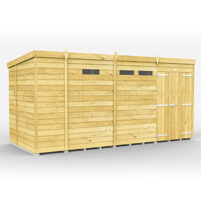 Buttercup Farm 13 X 6 Feet Pent Security ShedDouble DoorWoodL178 X W387 X H201 Cm from B&Q