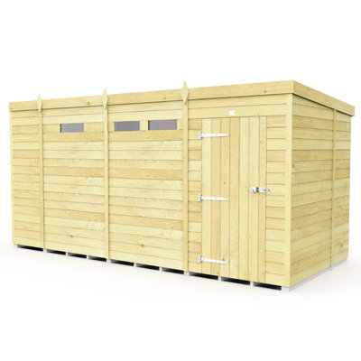 Buttercup Farm 13 X 7 Feet Pent Security ShedSingle DoorWoodL214 X W387 X H201 Cm from B&Q