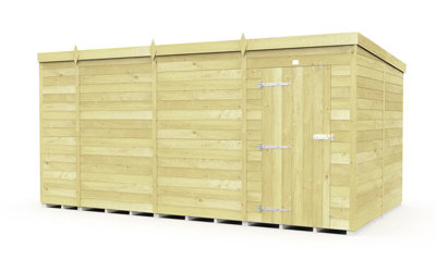 Buttercup Farm 13 X 8 Feet Pent Shed - Single Door Without Windows - Wood - L231 X W387 X H201 Cm-27931 