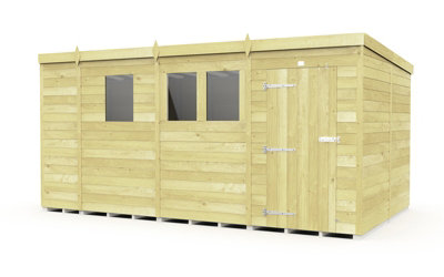 Buttercup Farm 13 X 8 Feet Pent ShedSingle Door With WindowsWoodL231 X W387 X H201 Cm from B&Q