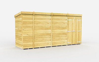 Buttercup Farm 14 X 4 Feet Pent ShedDouble Door Without WindowsWoodL118 X W417 X H201 Cm from B&Q