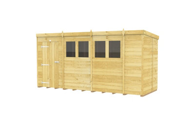 Buttercup Farm 14 X 5 Feet Pent ShedSingle Door With WindowsWoodL147 X W417 X H201 Cm from B&Q