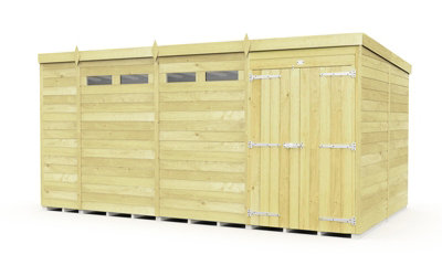 Buttercup Farm 14 X 8 Feet Pent Security ShedDouble DoorWoodL231 X W417 X H201 Cm from B&Q
