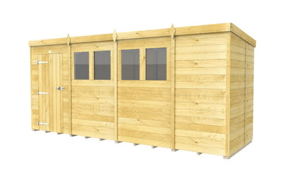 Buttercup Farm 15 X 4 Feet Pent ShedSingle Door With WindowsWoodL118 X W454 X H201 Cm from B&Q