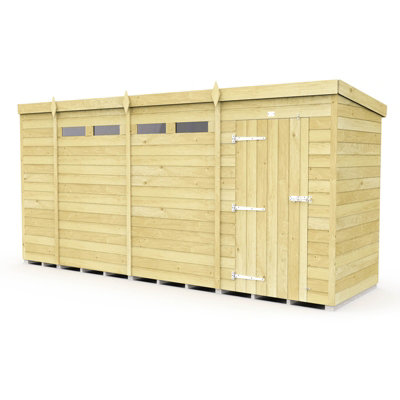 Buttercup Farm 15 X 4 Feet Pent Security ShedSingle DoorWoodL118 X W454 X H201 Cm from B&Q