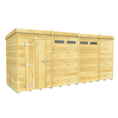 Buttercup Farm 15 X 5 Feet Pent Security Shed - Single Door - Wood - L147 X W454 X H201 Cm-27971