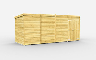 Buttercup Farm 15 X 7 Feet Pent ShedDouble Door Without WindowsWoodL214 X W454 X H201 Cm from B&Q