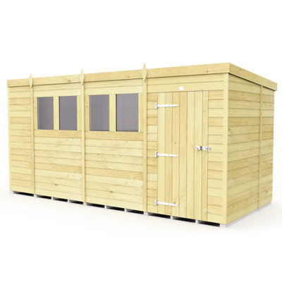 Buttercup Farm 15 X 7 Feet Pent ShedSingle Door With WindowsWoodL214 X W454 X H201 Cm from B&Q