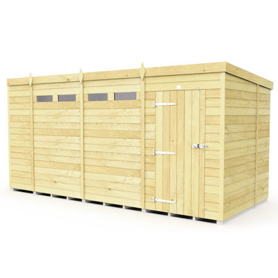 Buttercup Farm 15 X 7 Feet Pent Security ShedSingle DoorWoodL214 X W454 X H201 Cm from B&Q