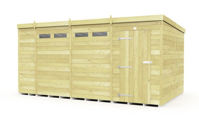 Buttercup Farm 15 X 8 Feet Pent Security Shed - Single Door - Wood - L231 X W454 X H201 Cm-27989 