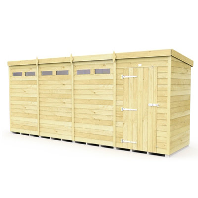 Buttercup Farm 16 X 4 Feet Pent Security ShedSingle DoorWoodL118 X W474 X H201 Cm from B&Q