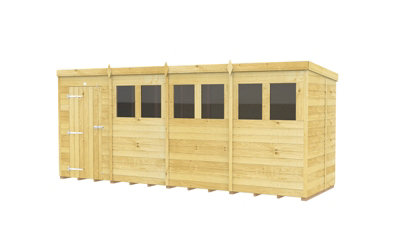 Buttercup Farm 16 X 5 Feet Pent ShedSingle Door With WindowsWoodL147 X W474 X H201 Cm from B&Q