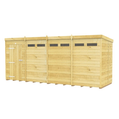 Buttercup Farm 16 X 5 Feet Pent Security ShedSingle DoorWoodL147 X W474 X H201 Cm from B&Q