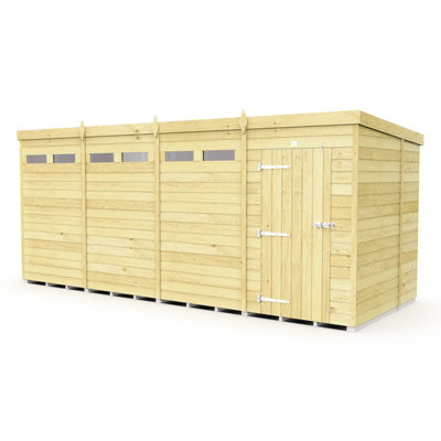 Buttercup Farm 16 X 7 Feet Pent Security ShedSingle DoorWoodL214 X W474 X H201 Cm from B&Q