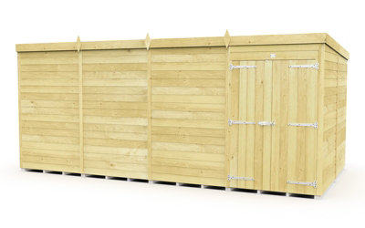 Buttercup Farm 16 X 8 Feet Pent ShedDouble Door Without WindowsWoodL231 X W474 X H201 Cm from B&Q