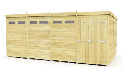 Buttercup Farm 16 X 8 Feet Pent Security ShedDouble DoorWoodL231 X W474 X H201 Cm from B&Q