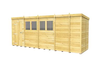Buttercup Farm 17 X 5 Feet Pent ShedSingle Door With WindowsWoodL147 X W492 X H201 Cm from B&Q