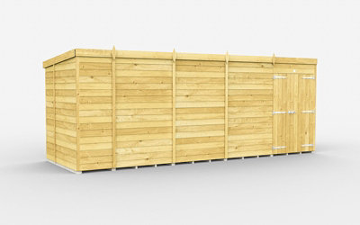 Buttercup Farm 17 X 6 Feet Pent Shed - Double Door Without Windows - Wood - L178 X W492 X H201 Cm-28027 