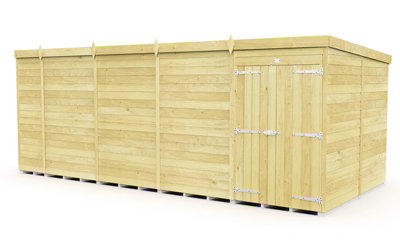 Buttercup Farm 17 X 8 Feet Pent Shed - Double Door Without Windows - Wood - L231 X W492 X H201 Cm-28039 