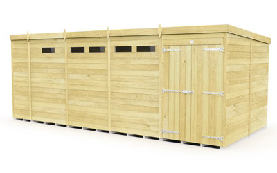 Buttercup Farm 17 X 8 Feet Pent Security ShedDouble DoorWoodL231 X W492 X H201 Cm from B&Q