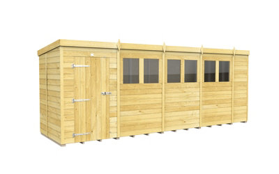 Buttercup Farm 18 X 5 Feet Pent ShedSingle Door With WindowsWoodL147 X W533 X H201 Cm from B&Q