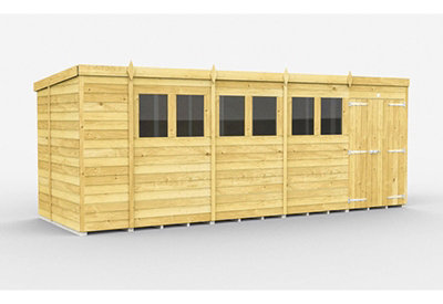 Buttercup Farm 18 X 7 Feet Pent ShedDouble Door With WindowsWoodL214 X W533 X H201 Cm from B&Q