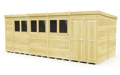 Buttercup Farm 18 X 8 Feet Pent ShedDouble Door With WindowsWoodL231 X W533 X H201 Cm from B&Q