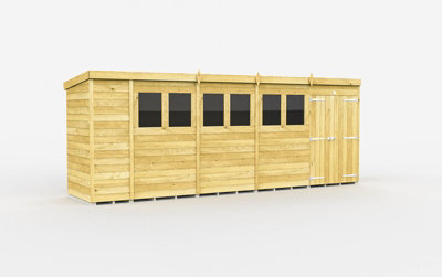 Buttercup Farm 19 X 4 Feet Pent ShedDouble Door With WindowsWoodL118 X W560 X H201 Cm from B&Q