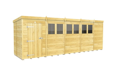 Buttercup Farm 19 X 5 Feet Pent ShedSingle Door With WindowsWoodL147 X W560 X H201 Cm from B&Q