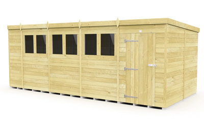 Buttercup Farm 19 X 8 Feet Pent ShedSingle Door With WindowsWoodL231 X W560 X H201 Cm from B&Q