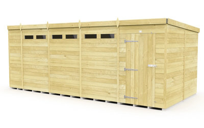 Buttercup Farm 19 X 8 Feet Pent Security ShedSingle DoorWoodL231 X W560 X H201 Cm from B&Q