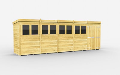 Buttercup Farm 20 X 4 Feet Pent ShedDouble Door With WindowsWoodL118 X W589 X H201 Cm from B&Q