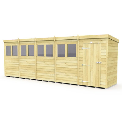 Buttercup Farm 20 X 5 Feet Pent ShedSingle Door With WindowsWoodL147 X W589 X H201 Cm from B&Q