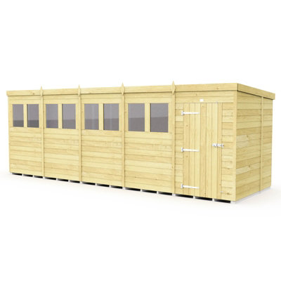 Buttercup Farm 20 X 7 Feet Pent ShedSingle Door With WindowsWoodL214 X W589 X H201 Cm from B&Q