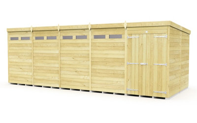 Buttercup Farm 20 X 8 Feet Pent Security ShedDouble DoorWoodL231 X W589 X H201 Cm from B&Q