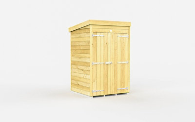 Buttercup Farm 4 X 4 Feet Pent ShedDouble Door Without WindowsWoodL118 X W127 X H201 Cm from B&Q