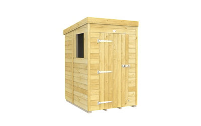 Buttercup Farm 4 X 5 Feet Pent ShedSingle Door With WindowsWoodL147 X W127 X H201 Cm from B&Q