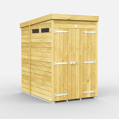 Buttercup Farm 4 X 6 Feet Pent Security ShedDouble DoorWoodL178 X W127 X H201 Cm from B&Q