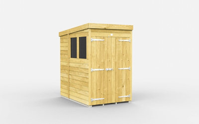 Buttercup Farm 4 X 7 Feet Pent ShedDouble Door With WindowsWoodL214 X W127 X H201 Cm from B&Q