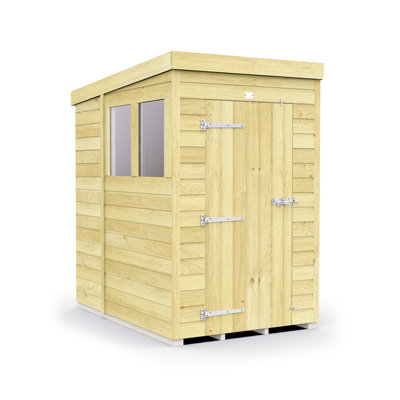 Buttercup Farm 4 X 7 Feet Pent ShedSingle Door With WindowsWoodL214 X W127 X H201 Cm from B&Q