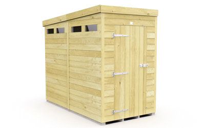 Buttercup Farm 4 X 8 Feet Pent Security Shed - Single Door - Wood - L231 X W127 X H201 Cm-28278 