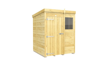Buttercup Farm 5 X 5 Feet Pent ShedSingle Door With WindowsWoodL147 X W158 X H201 Cm from B&Q